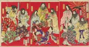 Divinités shinto - Gravure de Toyohara Chikanobu