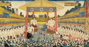 Peinture Sumō-e par Utagawa Yoshiiku